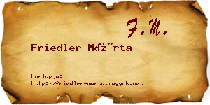 Friedler Márta névjegykártya